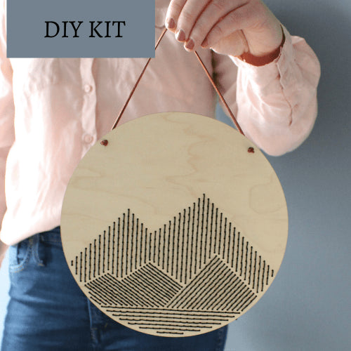Mountains Embroidery Wood Sign DIY Kit